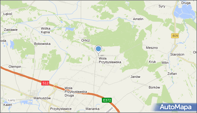 mapa Wola Przybysławska, Wola Przybysławska na mapie Targeo